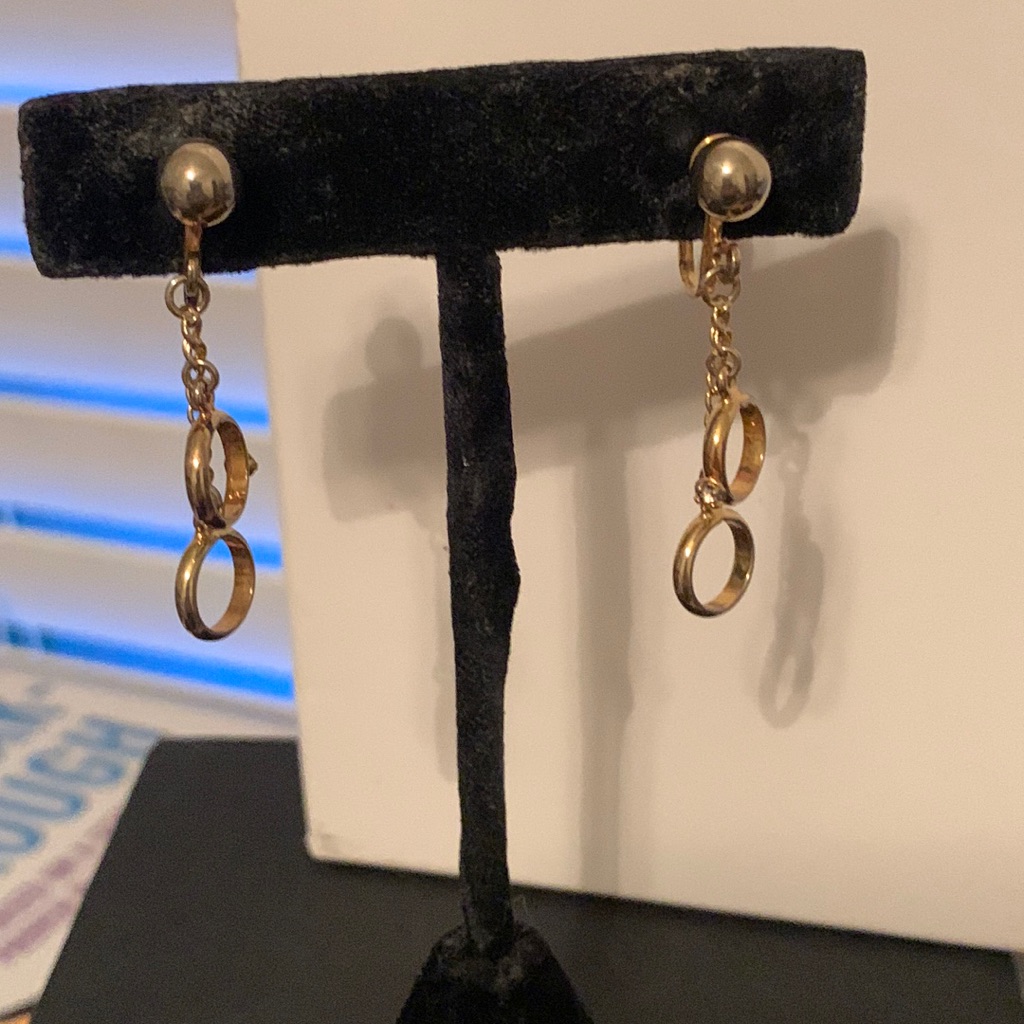 Vintage Alice Caviness Goldtone Dangle Drop Screw Back Earrings Signed